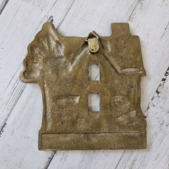 Vintage Taiwan Brass Home Sweet Home Dual Light Switch Cover Wall Cottage Prarie - Picture 2 of 4